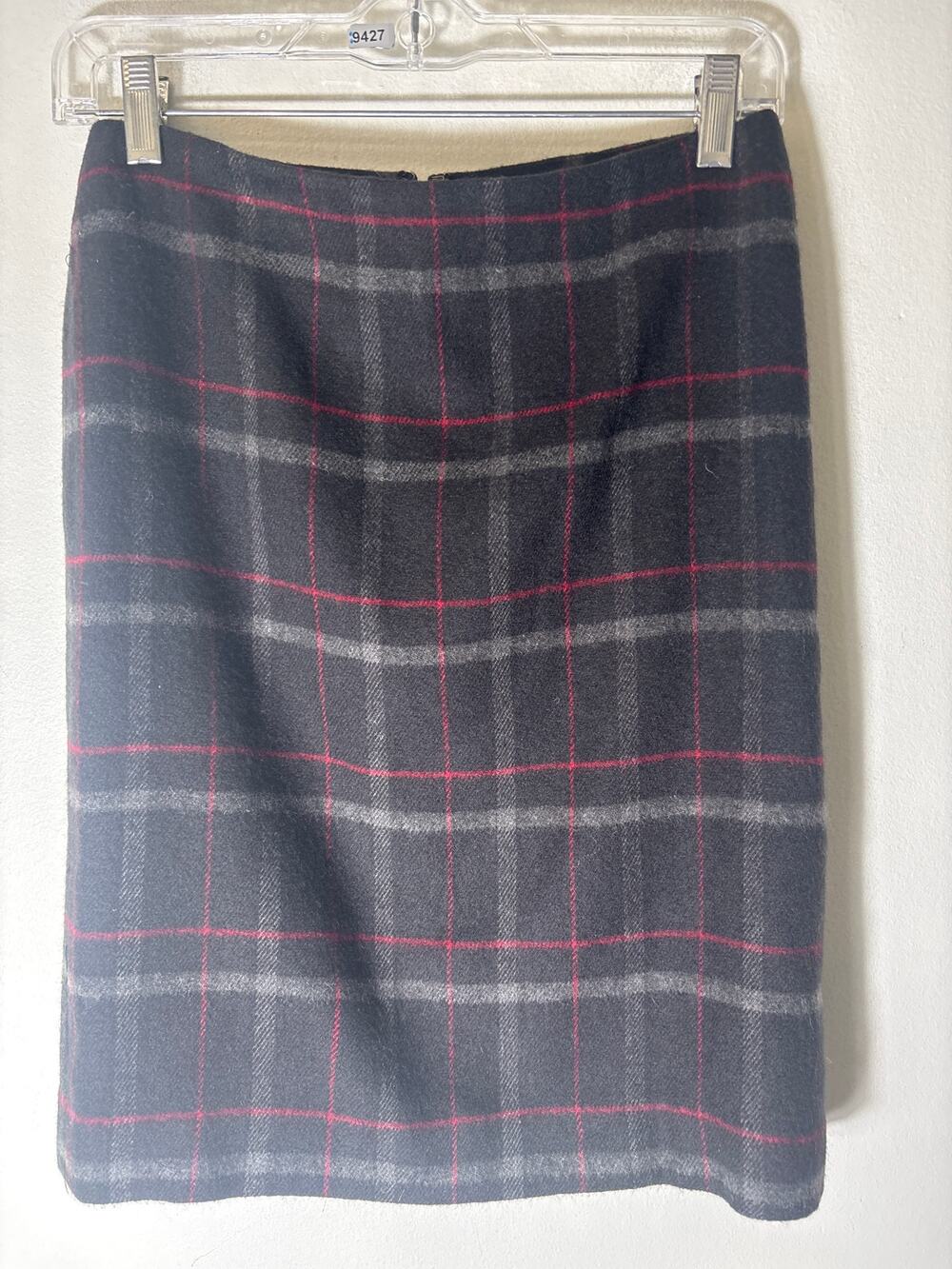 Talbots Black Plaid Wool Skirt Sz 2P